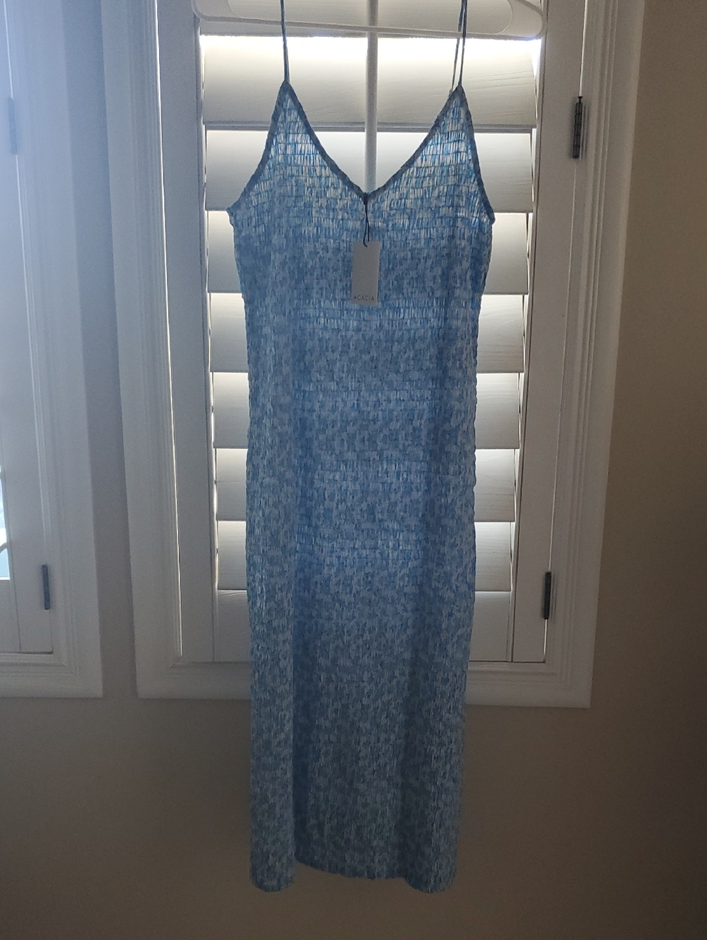 Acacia Swimwear Blue Floral Smocked Dress